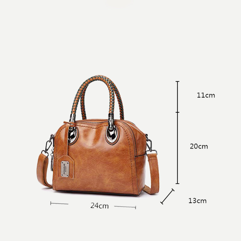 Vintage Leather Satchel Handbag – Top-Handle & Crossbody Strap