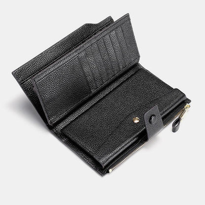 RFID Leather Retro Long Wallet with Zipper Pocket – Large Capacity Purse for Women
