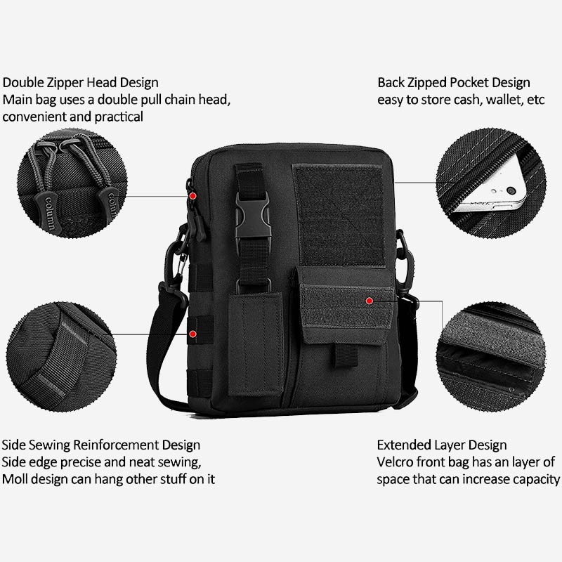 Waterproof Casual Outdoor Messenger Bag for Men – Adjustable Strap, Zipper Closure - VOTVO