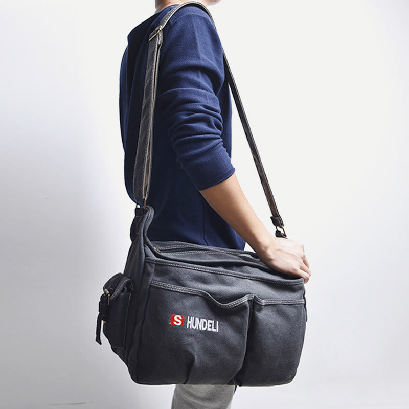 Messenger Bag for Men - Vintage Canvas Large Crossbody Kit