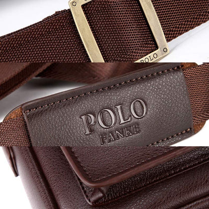 Men's Leather Crossbody Messenger Shoulder Bag for Work & Business – Small PU Leather Satchel