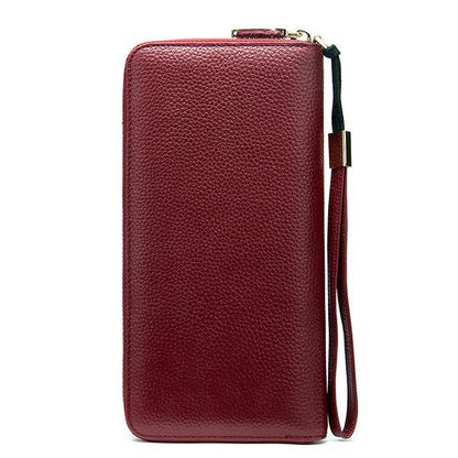 Women's Genuine Leather Vintage Wallet - Stylish and Functional Zip Closure Wallet