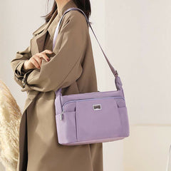 Crossbody Plaid Nylon Tote Bag for Women – Multi-Pocket Waterproof Purse