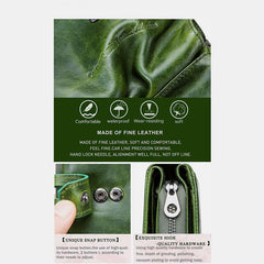 Cartera antirrobo multifuncional de piel auténtica para mujer: protección RFID, ranuras para tarjetas y monedero con cremallera.