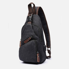 Canvas Sling Bag Crossbody Backpack – Casual Rucksack with USB Charging Port - VOTVO