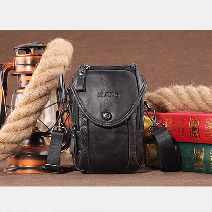 Men's Genuine Leather Phone Purse – Crossbody & Waist Bag for Daily Use