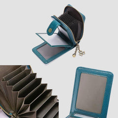 Monedero de piel auténtica con múltiples ranuras RFID para mujer