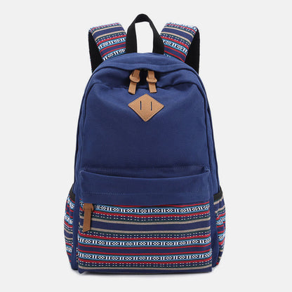 Colorful Stripe Custom Canvas Backpack for Women – Sporty Student Daypack