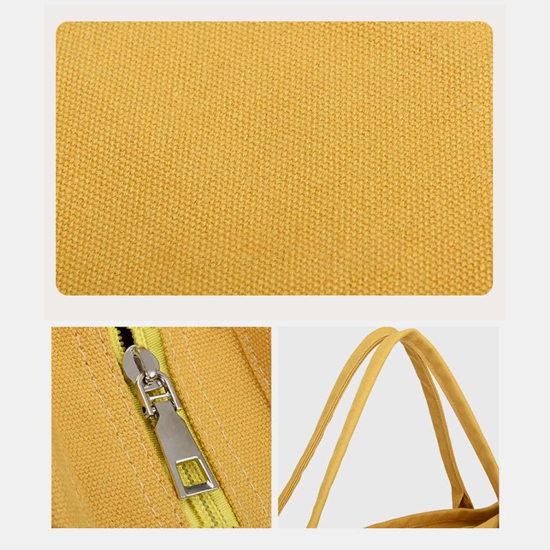 Minimalist Large Capacity Tote Bag for Women – Canvas Shoulder Bag with Zipper Closure