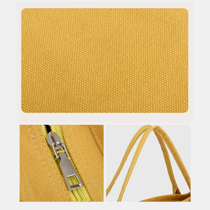 Minimalist Large Capacity Tote Bag for Women – Canvas Shoulder Bag with Zipper Closure