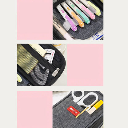 Large Capacity Color Matching Canvas Pencil Case – Perfect for Study & Organization