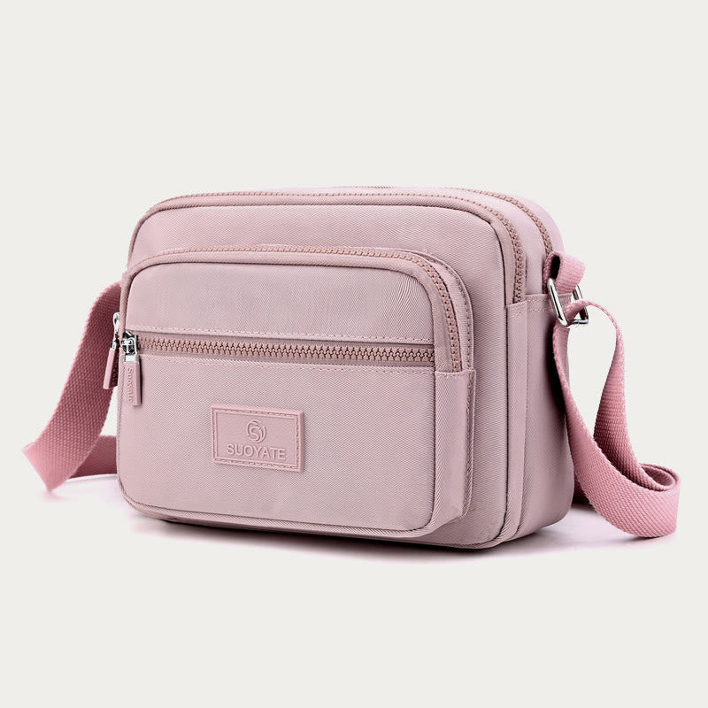 4-Zip Crossbody Bag – Lightweight Nylon Purse for Women