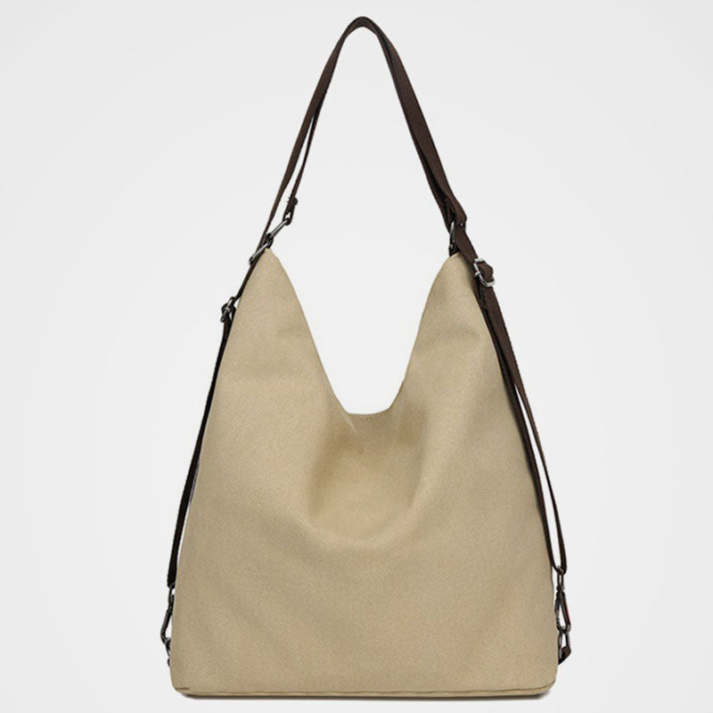 Women's Color Block Canvas Backpack – Tote Shoulder Hobo Bag Rucksack