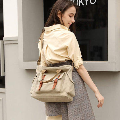 Large Capacity Women’s Canvas Tote – Casual Crossbody Shoulder Handbag Messenger Bag