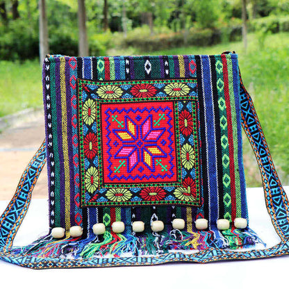 Folk Custom Shoulder Bag for Women – Vintage Embroidery Canvas Crossbody Bag