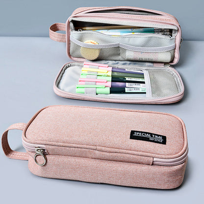 Large Capacity Canvas Pencil Case – Durable Pen Pouch for Office & School