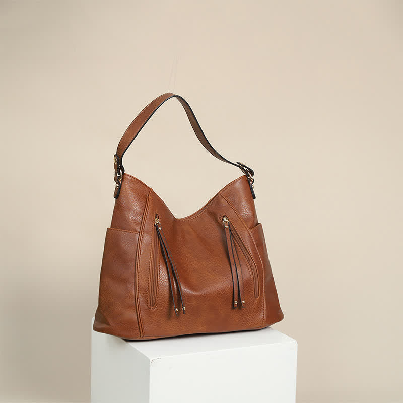 Tote Handbags Set for Women – Leather Hobo Shoulder Bag with Small Clutch