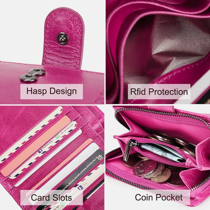 RFID GenuineLeather Multi - Card Buckle Wallet - VOTVO