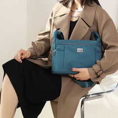 Crossbody Plaid Nylon Tote Bag for Women – Multi-Pocket Waterproof Purse