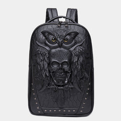 3D Owl Design Laptop Backpack – Waterproof PU Leather College & School Backpack for Travel, Sport, and Daily Use