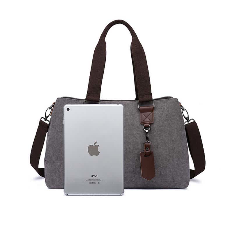 Triple Compartment Canvas Tote Handbag | Multifunction Casual Crossbody Shoulder Purse