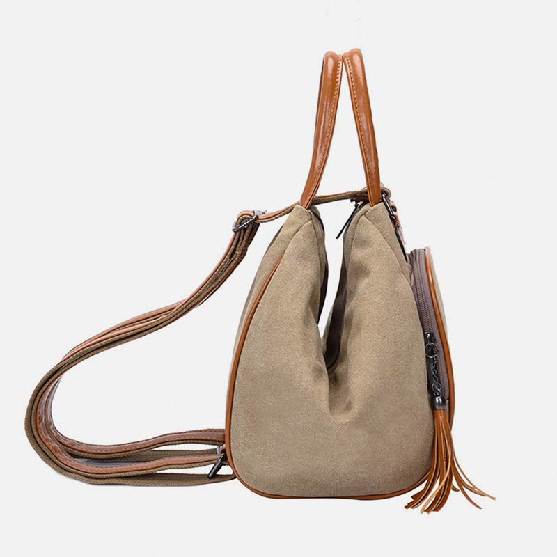 Multifunctional Women's Backpack with Tassel Decor – Durable Canvas Travel Daypack