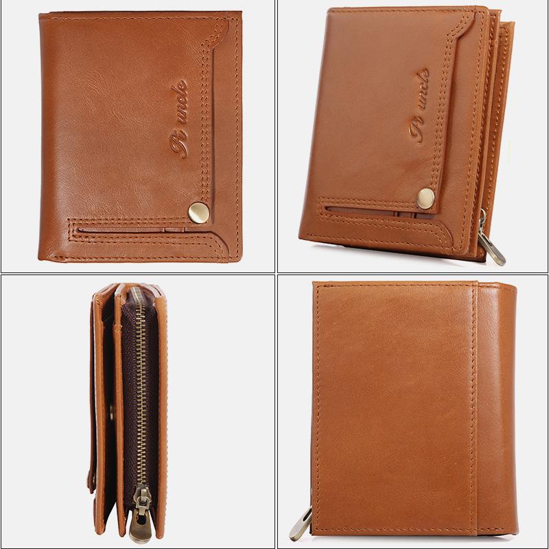 Anti-Theft Multi-Slot Small Wallet for Men – Genuine Leather, Secure & Compact Design