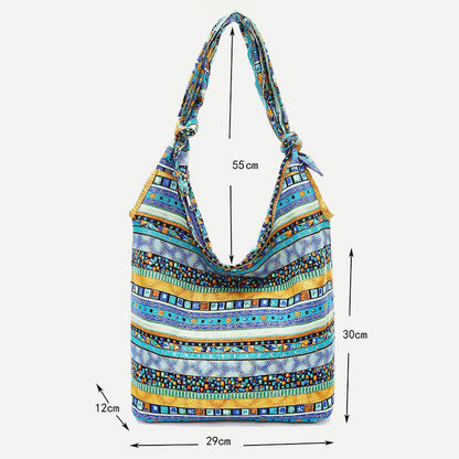 Large Capacity Canvas Shoulder Bag for Women – Colorful Crossbody Handbag