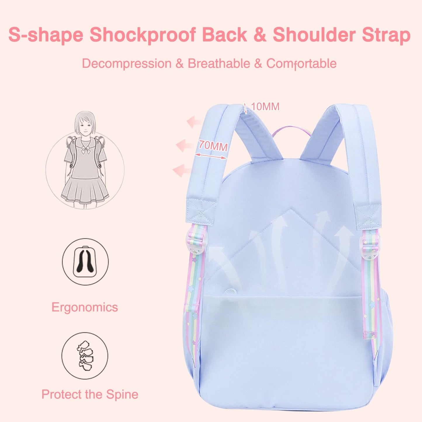 Waterproof Lightweight Large-Capacity College Backpack – Cute & Comfortable School Bag