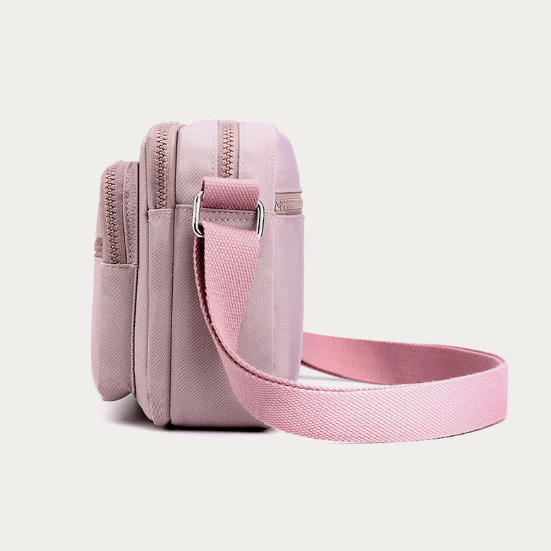 4-Zip Crossbody Bag – Lightweight Nylon Purse for Women