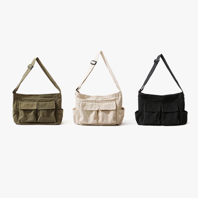 Multi - Pocket Canvas Crossbody Bag for Women | Retro Lightweight Shoulder Bag - VOTVO