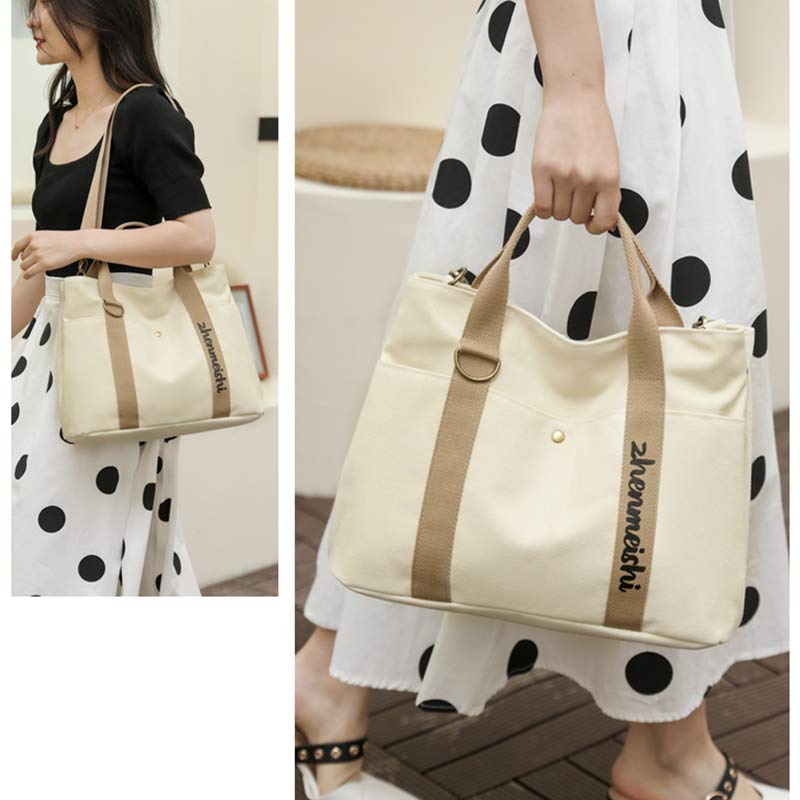 Reusable Canvas Tote Bag – Water-Resistant Crossbody Shoulder Bag