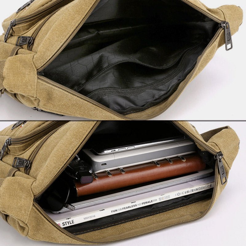 Vintage Canvas Messenger Bag – Large Capacity Shoulder Bag for Daily Use - VOTVO