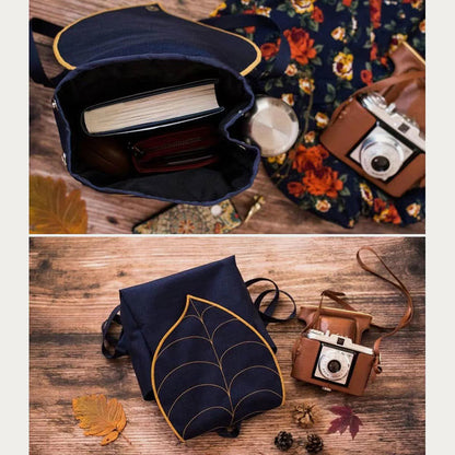 Leaf Pattern Stylish Backpack for Women – Durable Canvas Bag for Daily Use & Travel