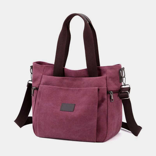 Multi-Pocket Canvas Handbag for Women - Durable, Roomy Shoulder Tote & Crossbody Bag