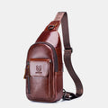 Genuine Leather Sling Chest Bag with Earphone Hole – Stylish & Practical Crossbody Shoulder Bag - VOTVO