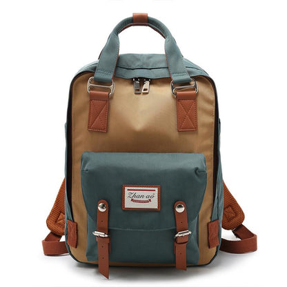 Large Capacity Colorblock Waterproof Backpack – School & Travel Laptop Bag