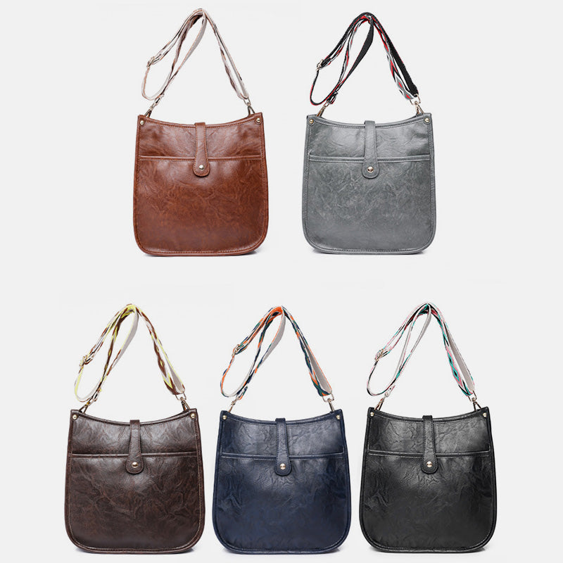 Vintage PU Leather Crossbody Bag for Women – Adjustable Shoulder Bag