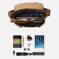 Retro wasserdichte Canvas-Umhängetasche für Herren – Pendler-Messenger-Geldbörse