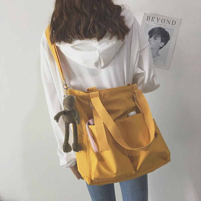 Waterproof Canvas Tote Bag for Women – Large Capacity Crossbody & Shoulder Bag for Students
