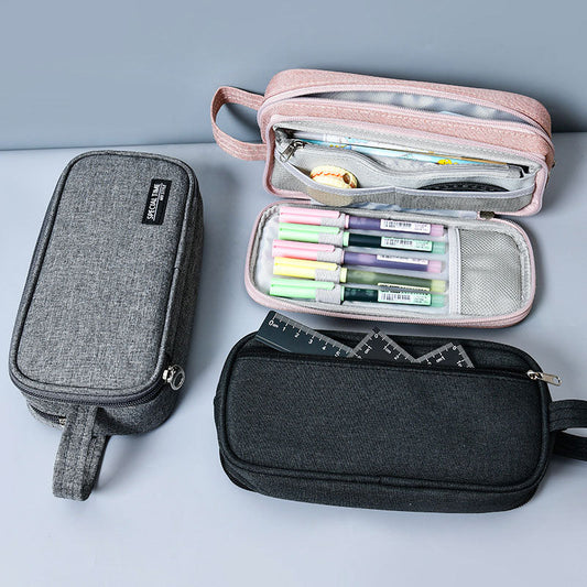 Large Capacity Canvas Pencil Case – Durable Pen Pouch for Office & School
