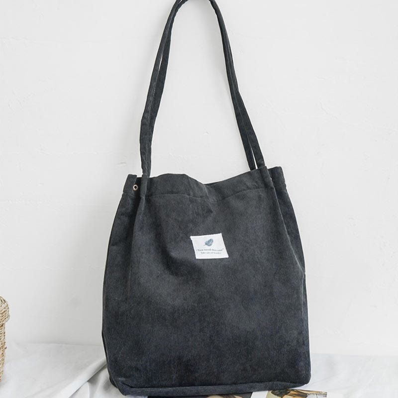 Corduroy Tote Bag for Women – Large Capacity School Shoulder Bag with Magnetic Closure