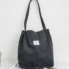 Corduroy Tote Bag for Women – Large Capacity School Shoulder Bag with Magnetic Closure