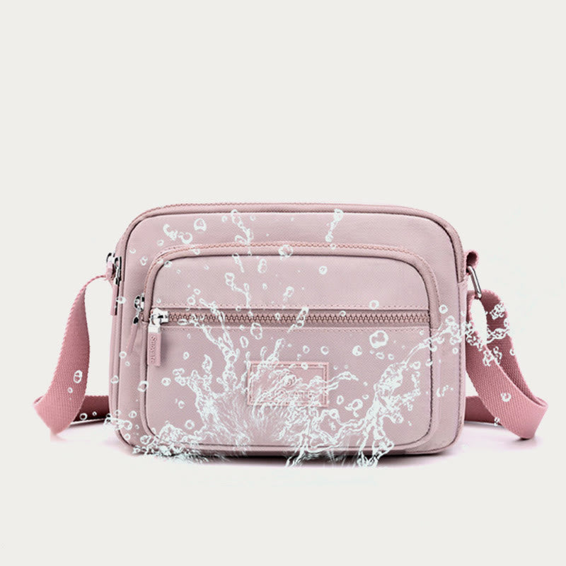 4-Zip Crossbody Bag – Lightweight Nylon Purse for Women