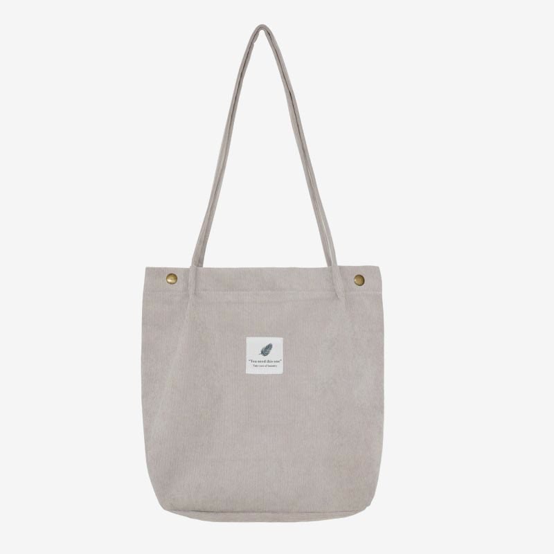 Corduroy Tote Bag for Women – Large Capacity School Shoulder Bag with Magnetic Closure