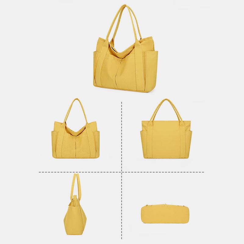 Minimalist Large Capacity Tote Bag for Women – Canvas Shoulder Bag with Zipper Closure