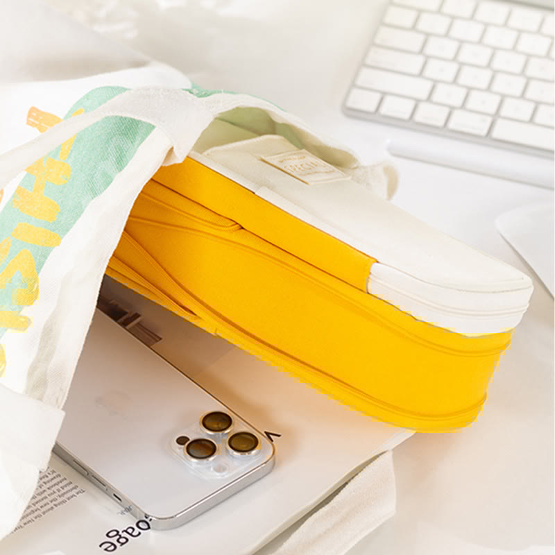 Large Capacity Color Matching Canvas Pencil Case – Perfect for Study & Organization