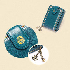 Monedero de piel auténtica con múltiples ranuras RFID para mujer