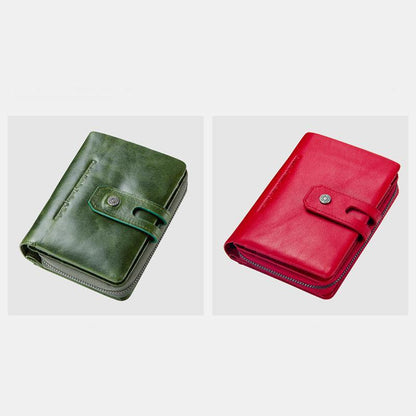 Genuine Leather Multifunctional Anti-theft Wallet for Women – RFID Protection, Card Slots & Zippered Coin Pocket