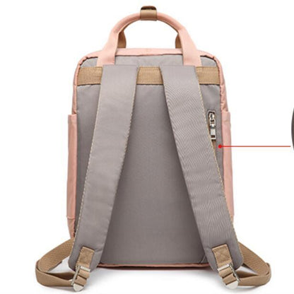 Large Capacity Colorblock Waterproof Backpack – School & Travel Laptop Bag